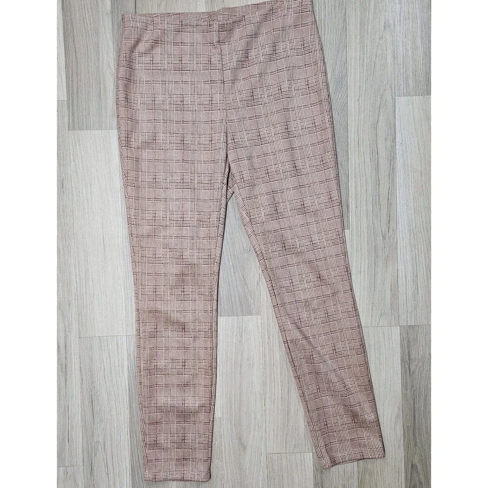 Rachel Zoe Womens Burgundy Plaid Pants Slim Leg Size Small